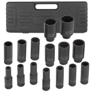 КОМПЕКТ ДЪЛБОКИ УДАРНИ ВЛОЖКИ 12-СТЕННИ 1/2" (10 – 36 мм) 15 ЧАСТИ ROCKFORCE