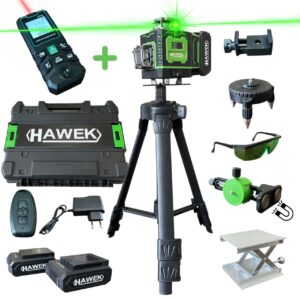 КОМПЛЕКТ HAWEK ЛАЗЕРЕН НИВЕЛИР 4D + ЛАЗЕРНА РОЛЕТКА 50 М