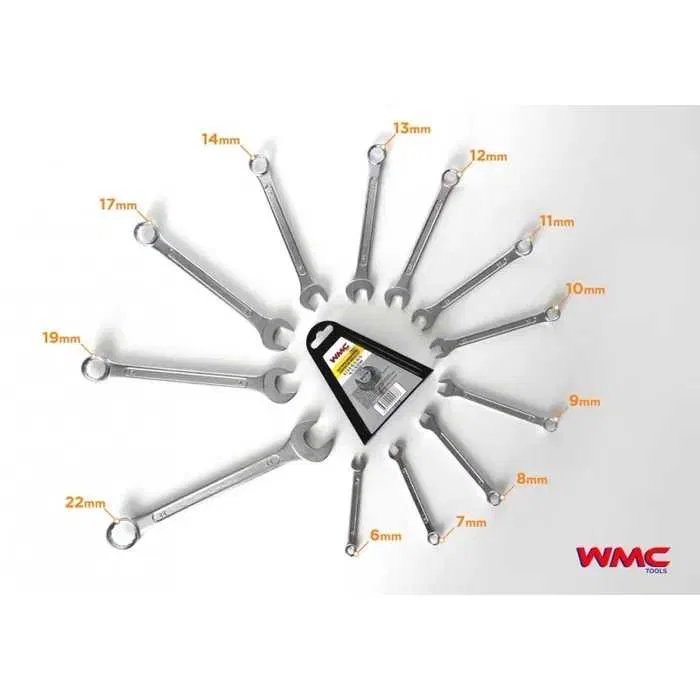 КОМПЛЕКТ ЗВЕЗДОГАЕЧНИ КЛЮЧОВЕ WMC 6-22ММ 12БР С ДЪРЖАЧ
