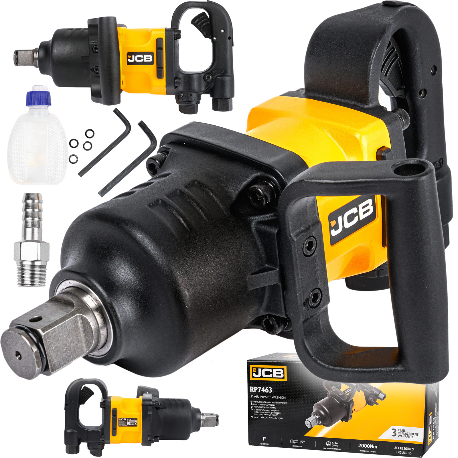 Пневматичен ударен гайковерт с къс шпиндел 1″ 2000 NM JCB
