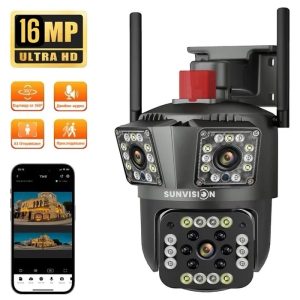 ВЪНШНА WiFi КАМЕРА С ТРИ ОБЕКТИВА И АЛАРМА - ТРОЙНА WiFi КАМЕРА 16MP SUNVISION