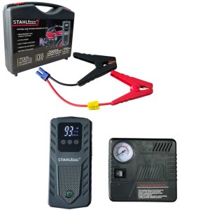 КОМПЛЕКТ МУЛТИФУНКЦИОНАЛЕН АВТОМОБИЛЕН СТАРТЕР И КОМПРЕСОР - JUMP STARTER 20000mAh STAHLMAYER