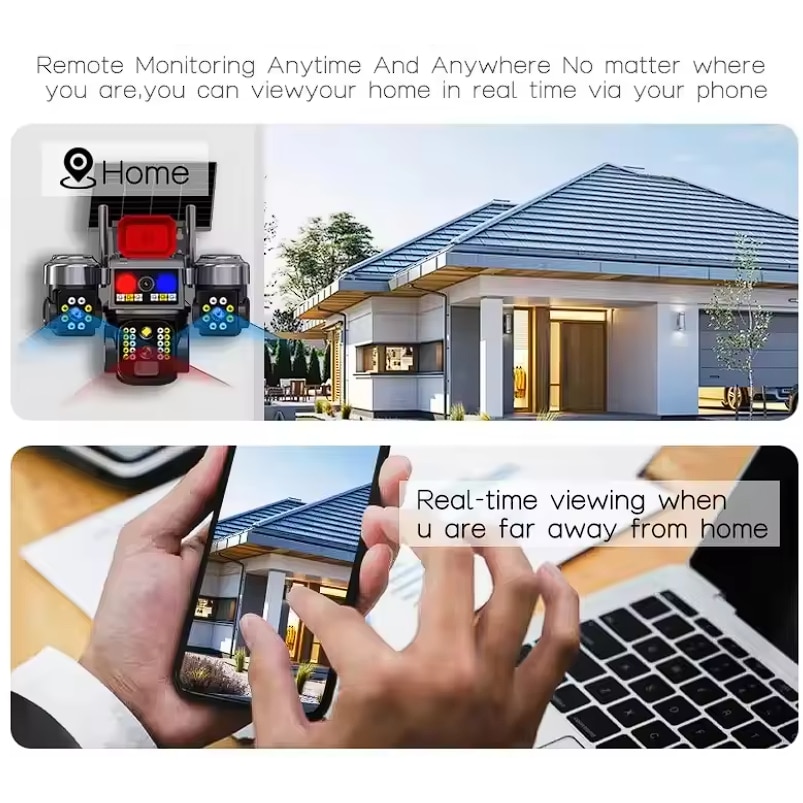 Соларна външна WiFi камера с три обектива и аларма - тройна WIFI камера 16MP SUNVISION - Image 9