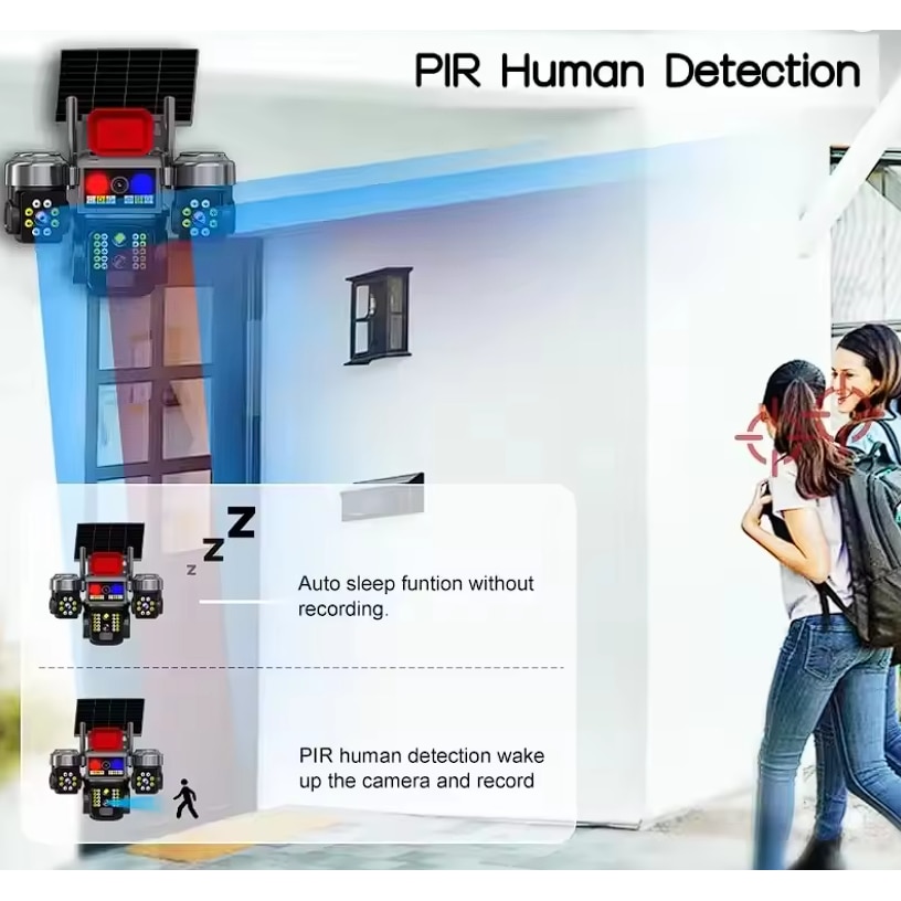 Соларна външна WiFi камера с три обектива и аларма - тройна WIFI камера 16MP SUNVISION - Image 7