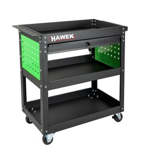 КОЛИЧКА ЗА ИНСТРУМЕНТИ С 3 РАФТА, ПОСТАВКА ЗА ОТВЕРТКИ И ЧЕКМЕДЖЕ HAWEK