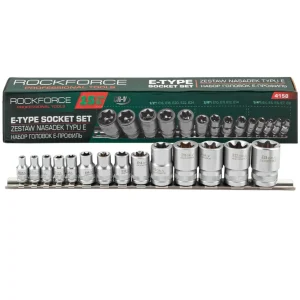 ПРОФЕСИОНАЛЕН КОМПЛЕКТ E-TORX ВЛОЖКИ 14 ЧАСТИ E4–E24 ROCKFORCE